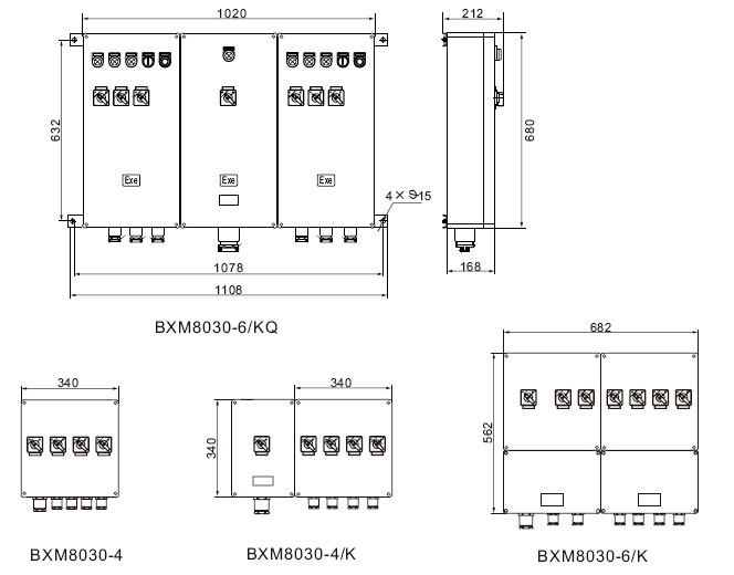 安徽匯民防爆電氣有限公司BXM(D)8030系列防爆防腐照明配電箱外形尺寸 安徽匯民防爆電氣有限公司BXM(D)8030系列防爆防腐照明配電箱外形尺寸